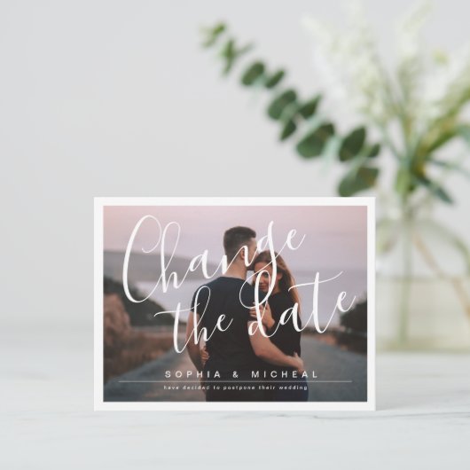 Moderne, elegante scriptfoto-verschuiving briefkaart (Staand voorkant)