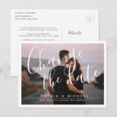 Moderne, elegante scriptfoto-verschuiving briefkaart (Voorkant / Achterkant)