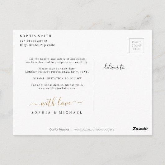 Moderne, elegante scriptfoto-verschuiving briefkaart (Achterkant)