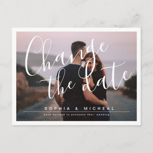 Moderne, elegante scriptfoto-verschuiving briefkaart (Voorkant)