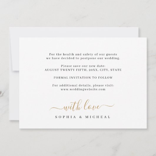 Moderne, elegante scriptfoto-verschuiving save the date (Achterkant)