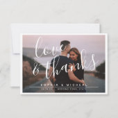 Moderne, elegante scriptfotobruiloft bedankkaart (Voorkant)