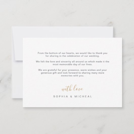 Moderne, elegante scriptfotobruiloft bedankkaart (Achterkant)