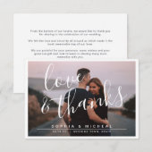 Moderne, elegante scriptfotobruiloft bedankkaart (Voorkant / Achterkant)