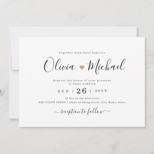 Moderne, elegante scriptfotobruiloft kaart (Achterkant)