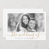 Moderne, elegante scriptfotobruiloft kaart (Voorkant / Achterkant)