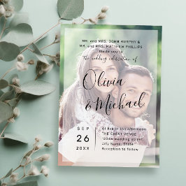 Moderne, elegante scriptfotobruiloft kaart