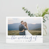 Moderne, elegante scriptfotobruiloft kaart (Staand voorkant)