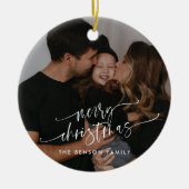 Moderne elegante scriptfotofamilie keramisch ornament (Voorkant)