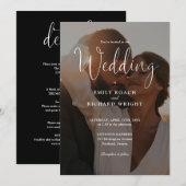 Moderne Elegante Scriptie Foto Alles In Eén Trouwe Kaart (Voorkant / Achterkant)