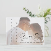 Moderne Elegante Scriptie Foto Bruiloft Bewaar de  Save The Date (Staand voorkant)