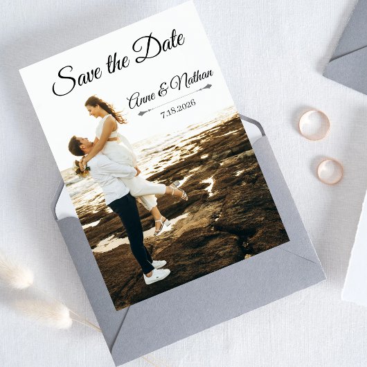 Moderne Elegante Scriptie Foto Huwelijk Save The Date