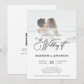 Moderne Elegante Scriptie Foto QR Code Huwelijk Kaart (Voorkant / Achterkant)