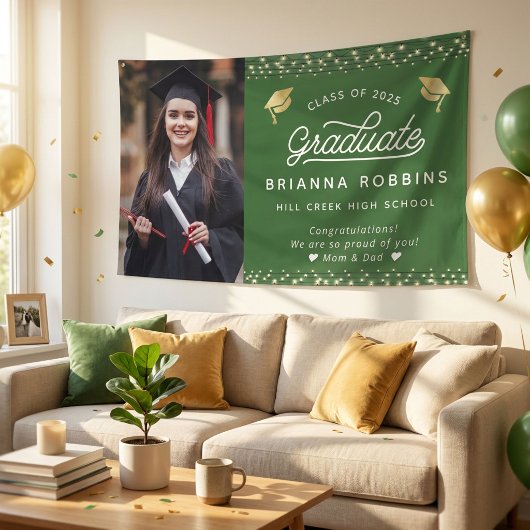 Moderne Elegante Scriptie Gouden Afstudeerfoto Gro Spandoek