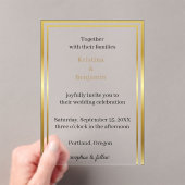 Moderne Elegante Scriptie gouden bruiloft Acryl Uitnodigingen (Insitu (Draagbaar))
