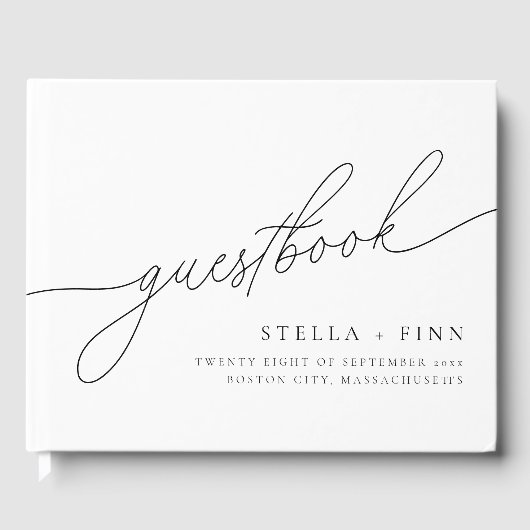 Moderne Elegante Scriptie Huwelijk Gastenboek (Voorkant)