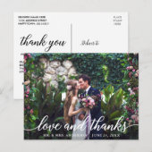 Moderne Elegante Scriptie Liefde Bedankt Trouwfoto Briefkaart (Voorkant / Achterkant)