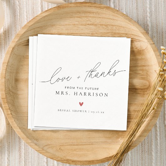 Moderne Elegante Scriptie Liefde + Dank Bruidsdouc Servet
