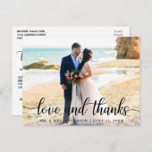 Moderne Elegante Scriptie Liefde Dank Huwelijksfot Briefkaart (Voorkant / Achterkant)
