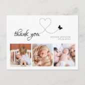 Moderne Elegante Scriptie Minimale 3 Foto Baby Sho Briefkaart (Voorkant)