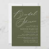 Moderne Elegante Scriptie Olijfgroene Bruiloftsfee Kaart (Voorkant)