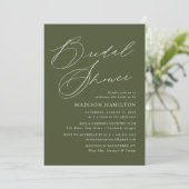 Moderne Elegante Scriptie Olijfgroene Bruiloftsfee Kaart (Staand voorkant)