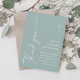 Moderne Elegante Scriptie Sage Groene Doop Bedankkaart