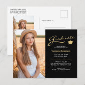 Moderne Elegante Scriptie Zwart & Goud | 2 Foto Gr Briefkaart (Voorkant / Achterkant)