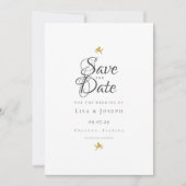 Moderne Elegante Scriptuur Gouden Cupido's Save The Date (Voorkant)