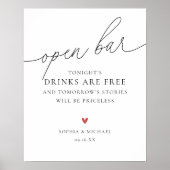 Moderne Elegante Scriptuur Trouwfeest Open Bar Bor Poster (Voorkant)