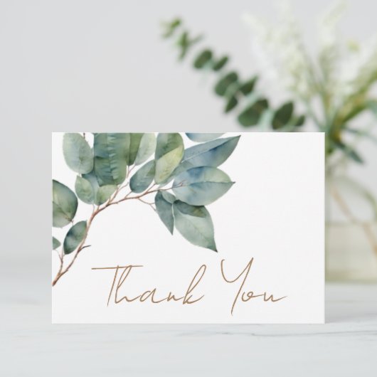 Moderne elegante sierlijke groene gouden eucalyptu kaart (Staand voorkant)