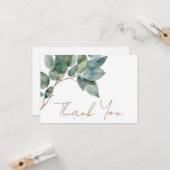 Moderne elegante sierlijke groene gouden eucalyptu kaart (Voorkant / Achterkant in situ)