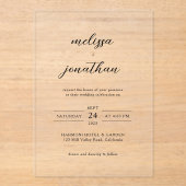 Moderne elegante sierlijke kalligrafie script brui acryl uitnodigingen (Voorkant)