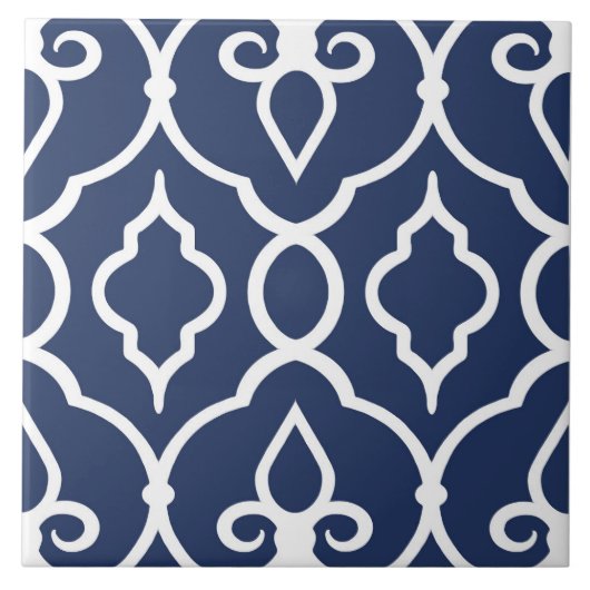 Moderne, elegante siersoorten in marinesblauw, wit tegeltje (Voorkant)