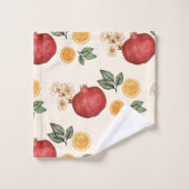 Moderne Elegante Sinaasappels en Granaatappels Han Bad Handdoek (Wasdoekje)