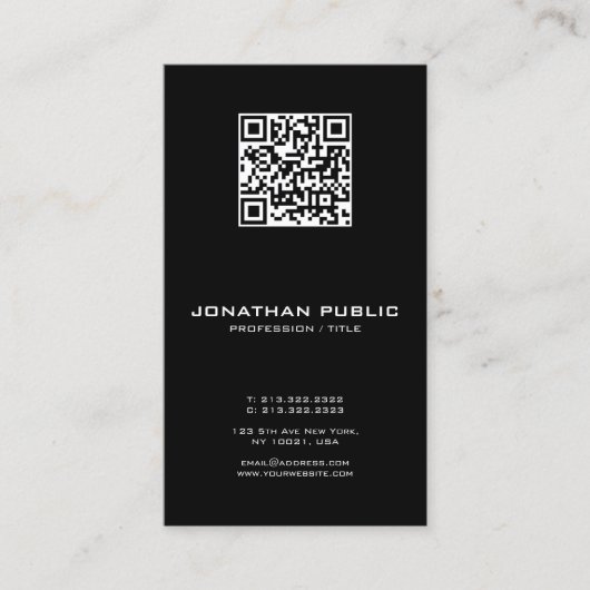 Moderne Elegante Sjabloon Barcode QR Code Verticaa Visitekaartje (Voorkant)
