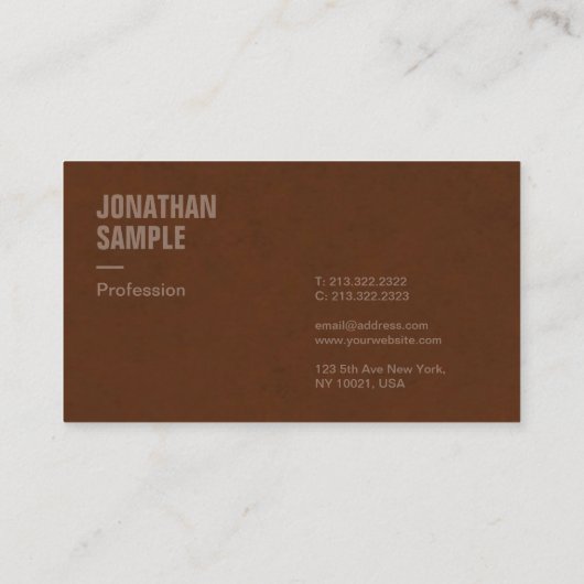 Moderne elegante Sjabloon bruin suède look Visitekaartje (Achterkant)