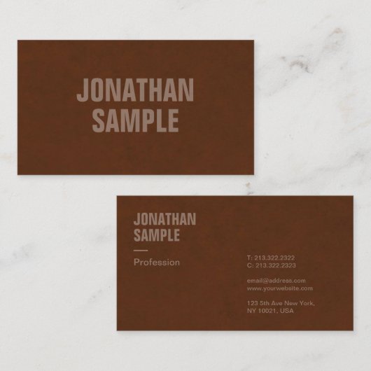 Moderne elegante Sjabloon bruin suède look Visitekaartje (Voorkant / Achterkant)