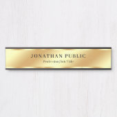 Moderne Elegante Sjabloon Custom Zwart & Goud Luxe Deurbordje (Voorkant)