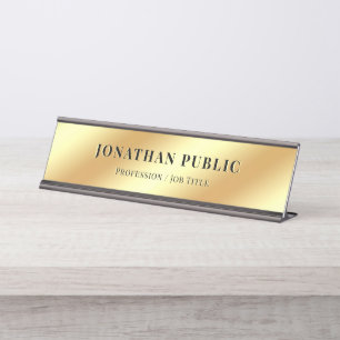 Moderne Elegante Sjabloon Glamour Goud Professione Bureau Naambordje
