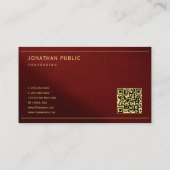 Moderne Elegante Sjabloon Gouden Tekst Met QR-Code Visitekaartje (Achterkant)
