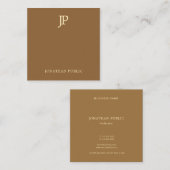 Moderne Elegante Sjabloon Gouden Tekst Monogram Lu Vierkante Visitekaartje (Voorkant / Achterkant)