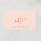Moderne Elegante Sjabloon Monogram Cream Visitekaartje (Voorkant)