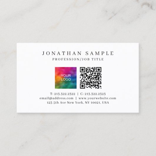 Moderne elegante Sjabloon QR-code Upload uw Logo Visitekaartje (Voorkant)