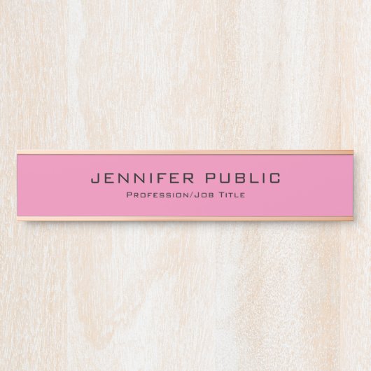 Moderne Elegante Sjabloon Trendy Best Pink Rose Go Deurbordje (Voorkant)