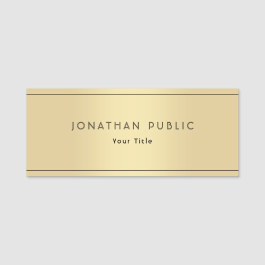 Moderne, elegante Sjabloon Trendy Glamoureuze Gold Naamplaatje (Voorkant)
