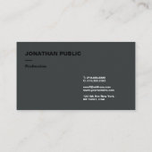 Moderne Elegante Sjabloon Zwart & Antraciet Visitekaartje (Achterkant)