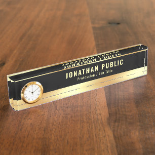 Moderne Elegante Sjabloon Zwart & Goud Professione Naambordje