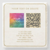 Moderne Elegante Sjabloon Zwart Goud QR Code Custo Stenen Onderzetter (Voorkant)