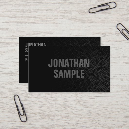 Moderne Elegante Sjabloon Zwart Lederen Look Visitekaartje (Voorkant / Achterkant in situ)